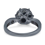 Art Deco Round Natural Stone Promise Ring