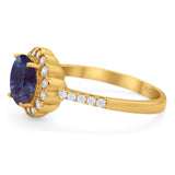 Round Natural Stone Floral Ring