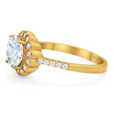 Round Natural Stone Floral Ring