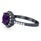 Round Natural Stone Floral Ring