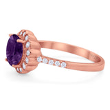 Round Natural Stone Floral Ring