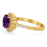 Round Natural Stone Floral Ring