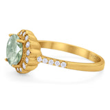 Round Natural Stone Floral Ring