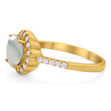 Round Natural Stone Floral Ring