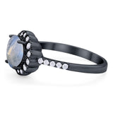 Round Natural Stone Floral Ring