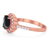 Round Natural Stone Floral Ring