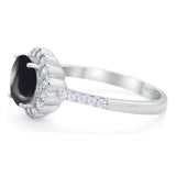 Round Natural Stone Floral Ring