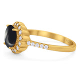 Round Natural Stone Floral Ring