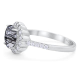 Round Natural Stone Floral Ring