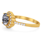 Round Natural Stone Floral Ring