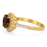 Round Natural Stone Floral Ring