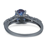 Oval Natural Stone Leaf Design Ring