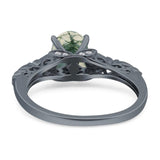 Oval Natural Stone Leaf Design Ring