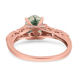 Oval Natural Stone Leaf Design Ring