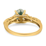 Oval Natural Stone Leaf Design Ring