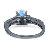 Oval Natural Stone Leaf Design Ring