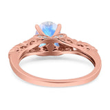 Oval Natural Stone Leaf Design Ring