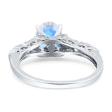 Oval Natural Stone Leaf Design Ring