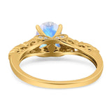 Oval Natural Stone Leaf Design Ring