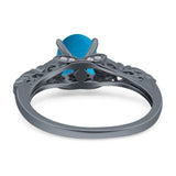 Oval Natural Stone Leaf Design Ring