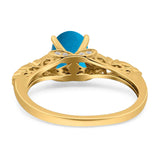 Oval Natural Stone Leaf Design Ring