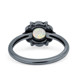 Oxidized Beaded Flower Oxidized Ring