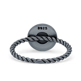 Oxidized Floral Twisted Rope Oxidized Ring
