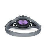 Petite Dainty Vintage Style Oval Thumb Ring Statement Fashion Oxidized Solid 925 Sterling Silver