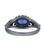 Petite Dainty Vintage Style Oval Thumb Ring Statement Fashion Oxidized Solid 925 Sterling Silver