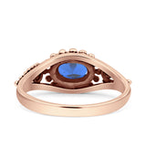 Petite Dainty Vintage Style Oval Thumb Ring Statement Fashion Oxidized Solid 925 Sterling Silver