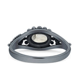 Petite Dainty Vintage Style Oval Thumb Ring Statement Fashion Oxidized Solid 925 Sterling Silver