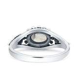 Petite Dainty Vintage Style Oval Thumb Ring Statement Fashion Oxidized Solid 925 Sterling Silver