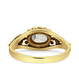 Petite Dainty Vintage Style Oval Thumb Ring Statement Fashion Oxidized Solid 925 Sterling Silver