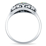 Oxidized Heart Abalone Shell Filigree Ring
