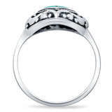 Oxidized Heart Turquoise Filigree Ring