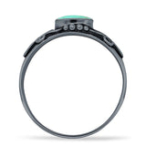 Oval 7mm Turquoise Oxidized Filigree Celtic Ring 925 Sterling Silver