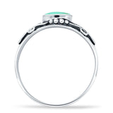 Oval 7mm Turquoise Oxidized Filigree Celtic Ring 925 Sterling Silver