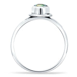 Oval 10mm Abalone Shell Oxidized Solitaire Ring 925 Sterling Silver