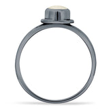 Oval 10mm Moonstone Oxidized Solitaire Ring 925 Sterling Silver