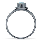 Oval 10mm Turquoise Oxidized Solitaire Ring 925 Sterling Silver