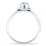 Oval 10mm Turquoise Oxidized Solitaire Ring 925 Sterling Silver