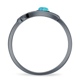 Round Lab Created Blue Opal Hamsa Hand Ring