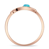 Round Lab Created Blue Opal Hamsa Hand Ring