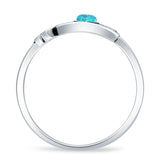 Round Lab Created Blue Opal Hamsa Hand Ring