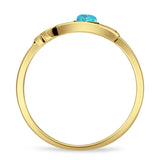 Round Lab Created Blue Opal Hamsa Hand Ring