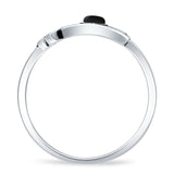 Round Black Onyx Hamsa Hand Ring