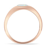 Oval 6mm Lab Created White Opal Signet Bold Ring Solitaire 925 Sterling Silver