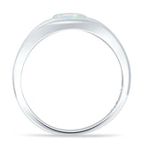 Oval 6mm Lab Created White Opal Signet Bold Ring Solitaire 925 Sterling Silver