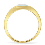 Oval 6mm Lab Created White Opal Signet Bold Ring Solitaire 925 Sterling Silver