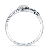 Oval Moonstone Feather Rings 5.4mm Oxidized Beaded 925 Sterling Silver